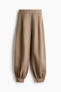 Balloon-Leg Twill Pants