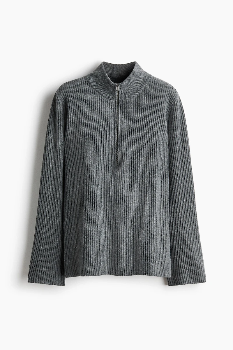 Rib-Knit Half-Zip Sweater