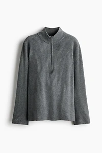Rib-Knit Half-Zip Sweater