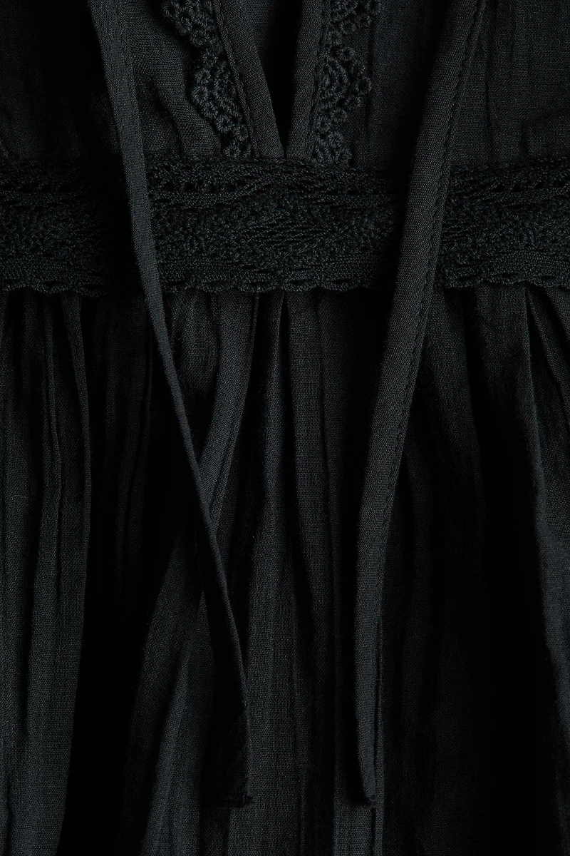 Lace-Trimmed Cotton Blouse