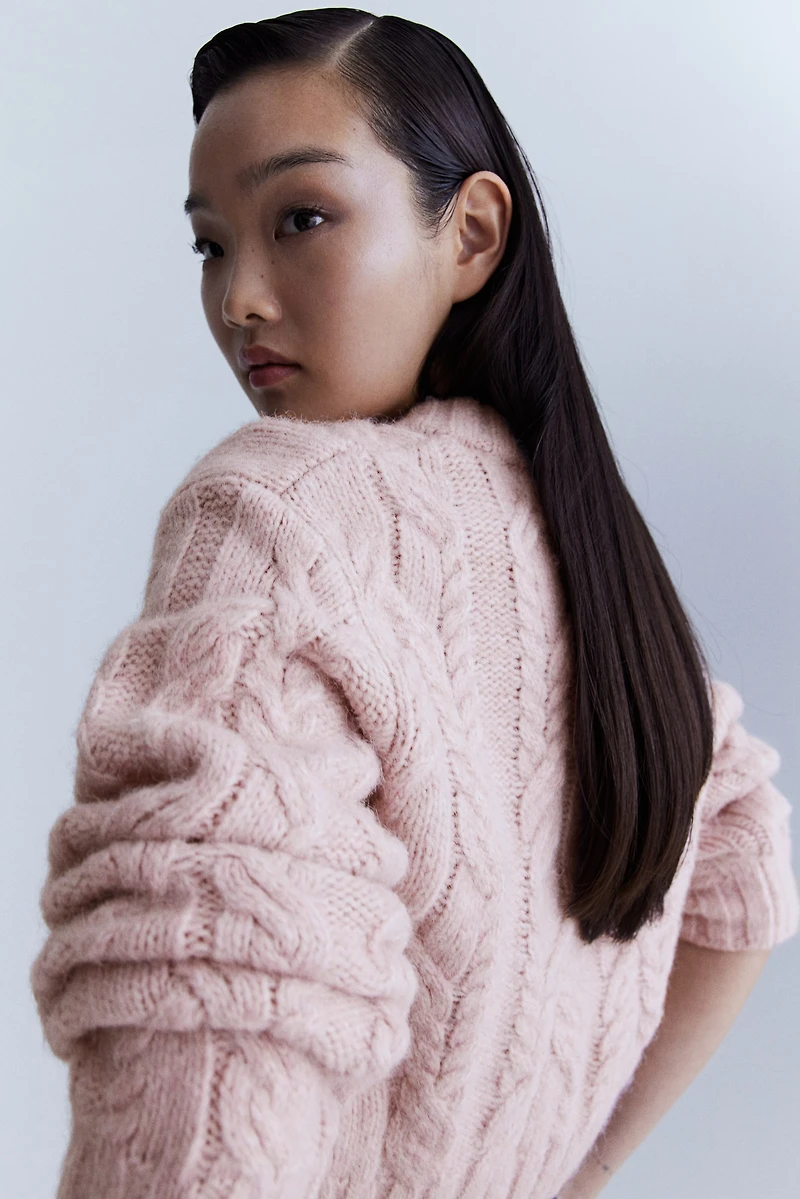 V-Neck Cable-Knit Sweater
