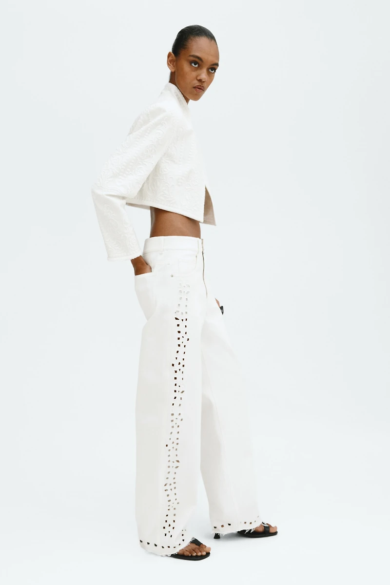 Eyelet-Embroidered Jeans