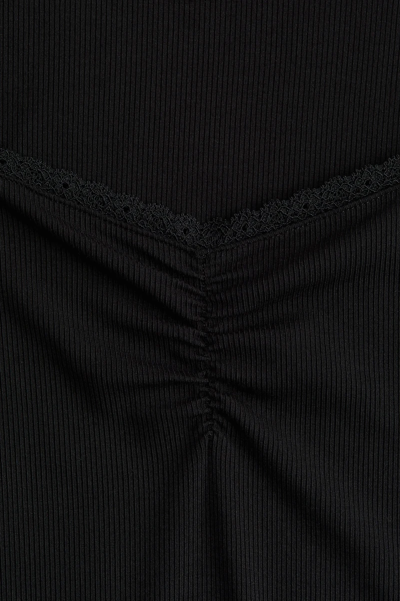 Lace-Trimmed Ribbed Top