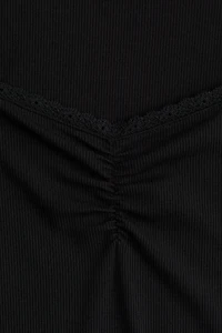 Lace-Trimmed Ribbed Top