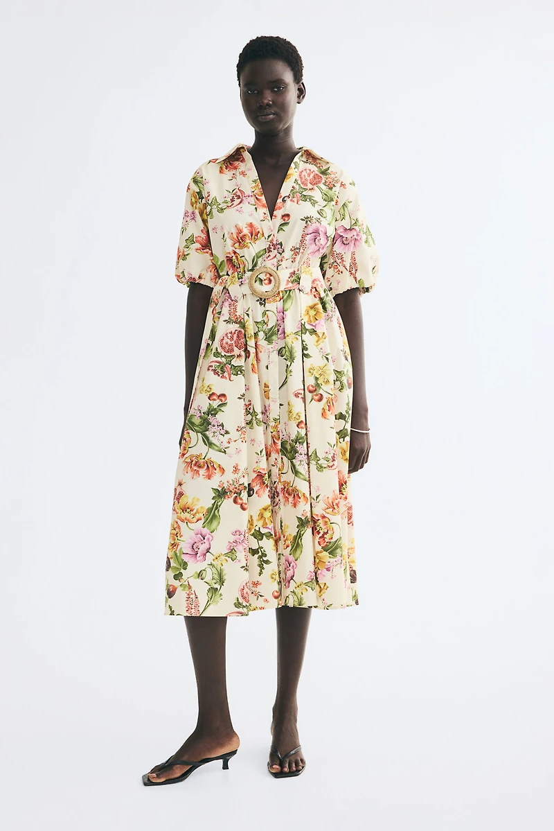 Robe chemise en coton avec ceinture