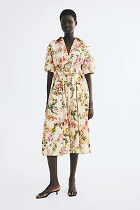 Robe chemise en coton avec ceinture