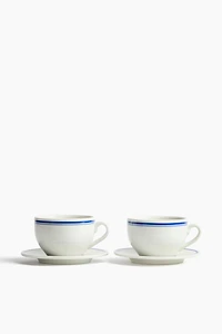 Lot de 2 tasses avec soucoupes en porcelaine