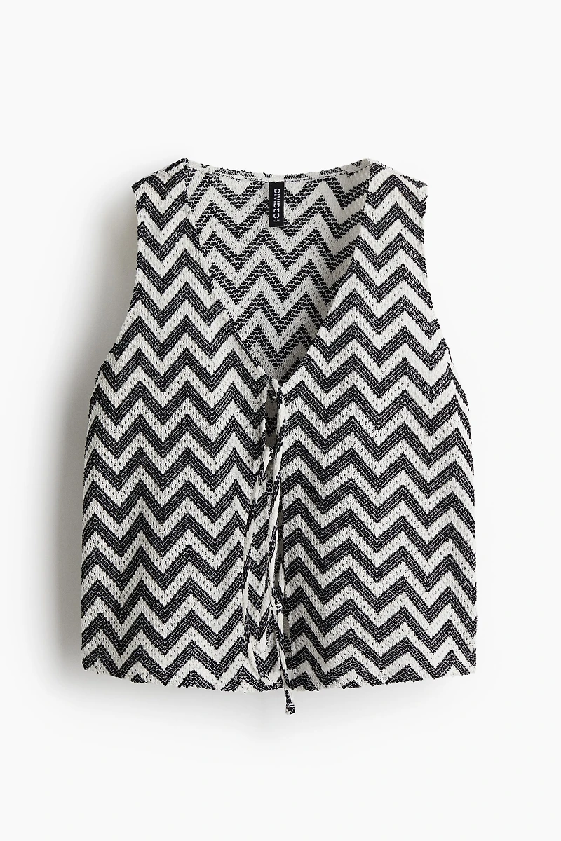 Tie-Front Jacquard-Knit Vest