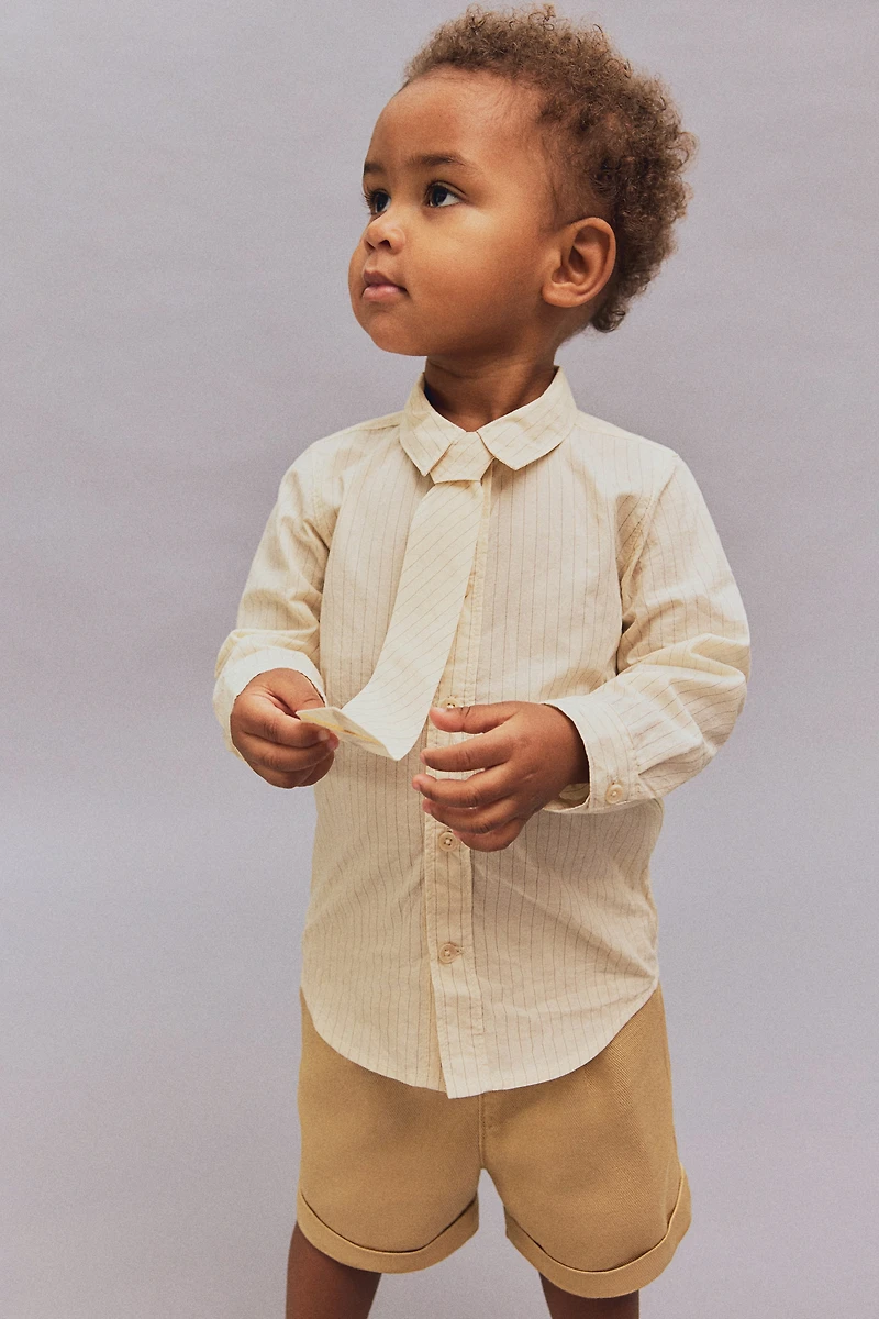 Ensemble 2 pièces en coton avec chemise et cravate