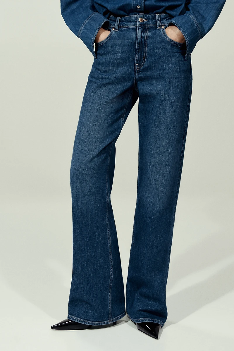 Jean taille haute à jambes larges
