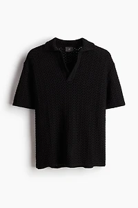 Loose Fit Pointelle-knit Polo Shirt