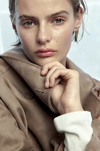Double-Breasted Funnel-Collar Jacket