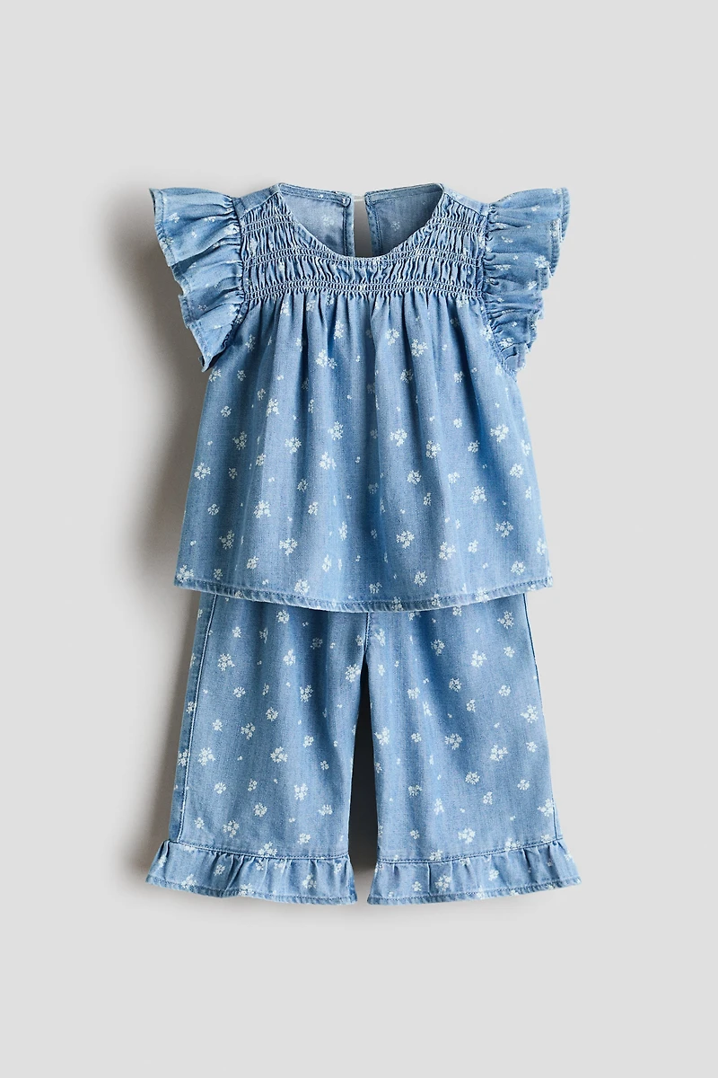 Ensemble 2 pièces en denim imprimé