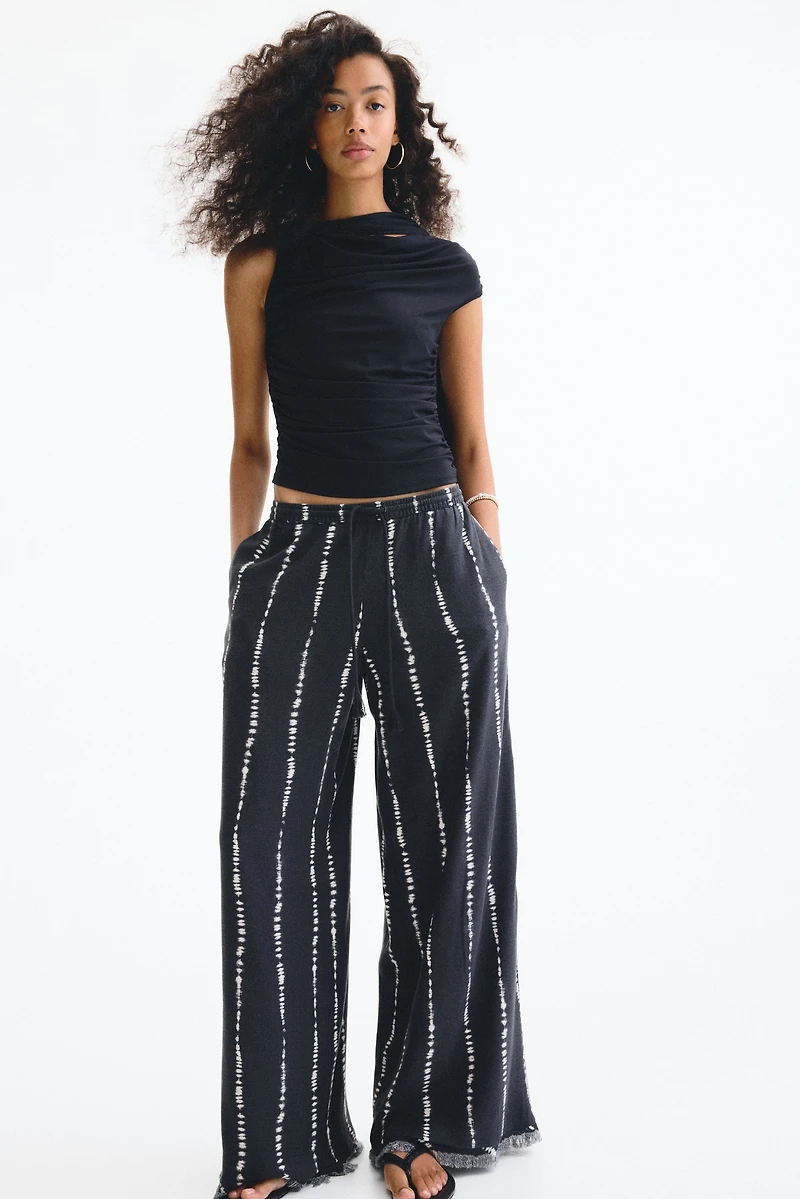 Linen-Blend Drawstring Pants