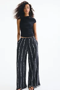 Linen-Blend Drawstring Pants