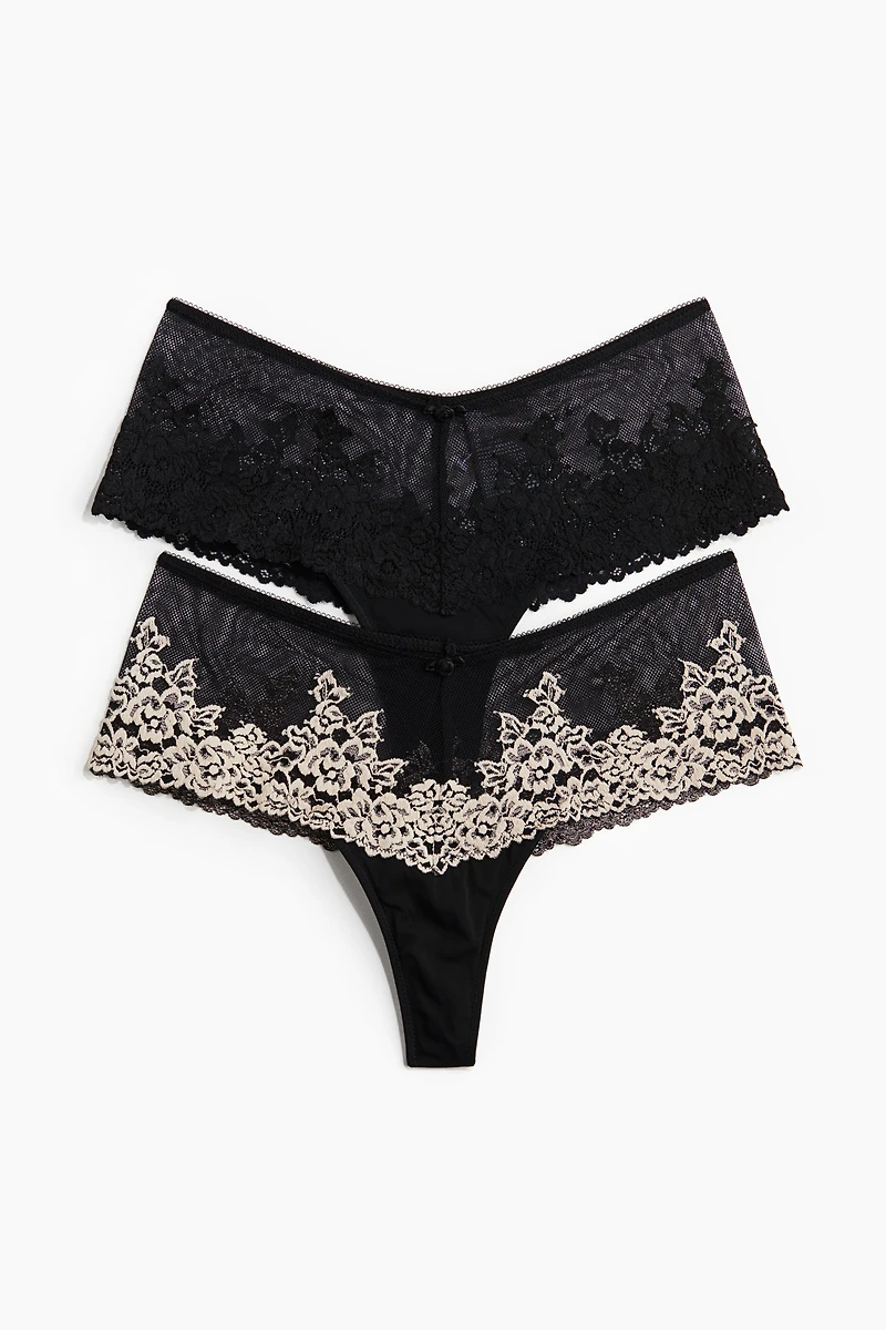 2-Pack Lace Hipster Thong Briefs