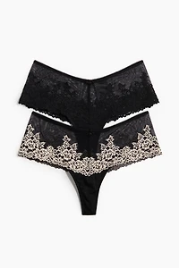 2-Pack Lace Hipster Thong Briefs