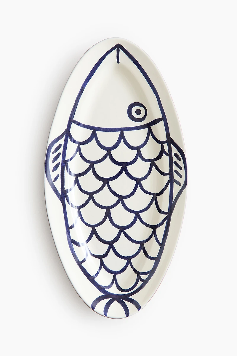 Hand-Painted Terracotta Serving Plate