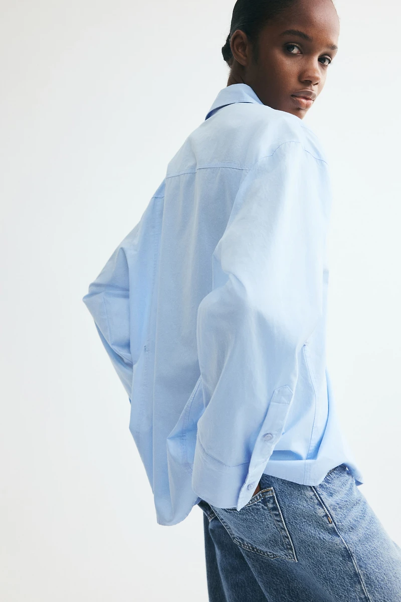 Tapered-Waist Poplin Shirt