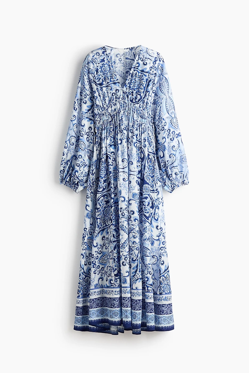 Balloon-sleeved tunic dress