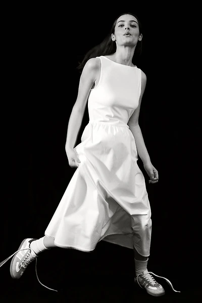 Sleeveless Dress with Flared Skirt