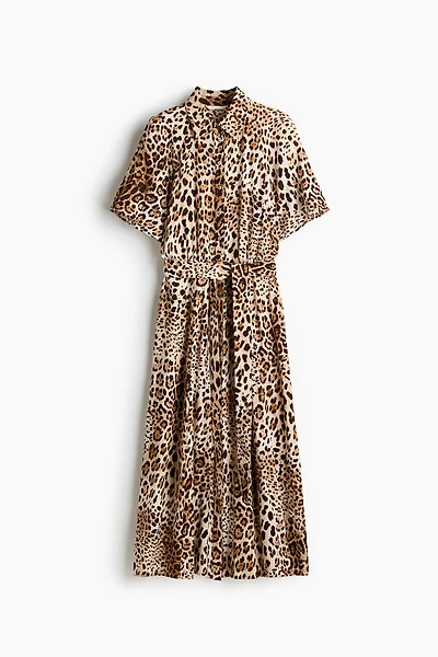 Robe chemisier avec ceinture à nouer