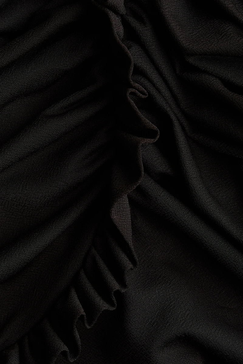 Ruffle-Trimmed Draped Dress