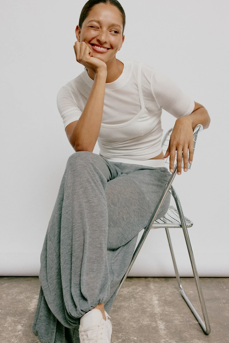 Knit Balloon-Leg Pants