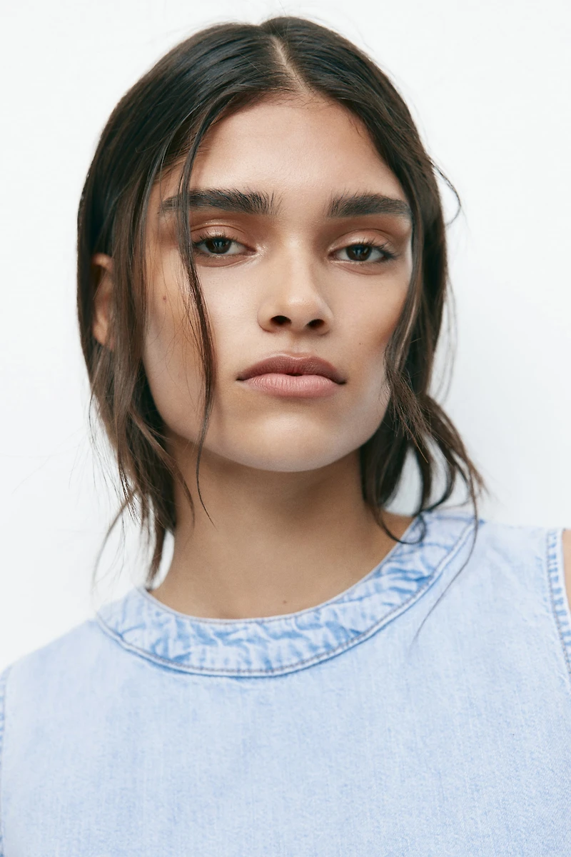 Haut en denim avec dos ouvert