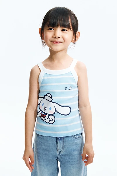 Ribbed Tank Top with Motif