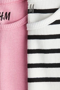 Lot de 2 T-shirts en coton côtelé