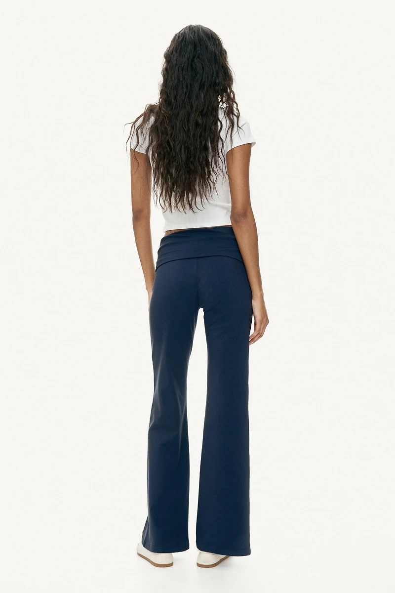 Foldover-Waist Cotton Pants