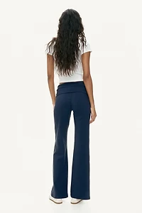 Foldover-Waist Cotton Pants