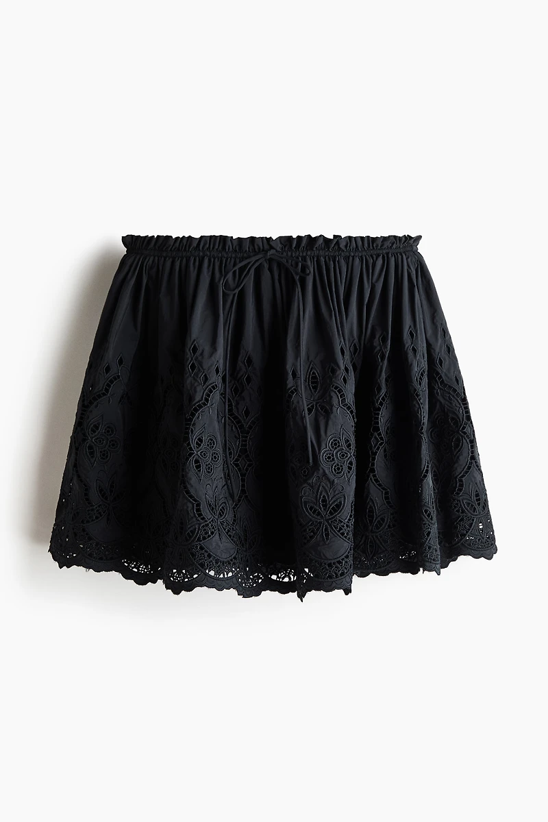 Eyelet-Embroidered Drawstring Skirt