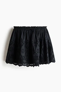 Eyelet-Embroidered Drawstring Skirt