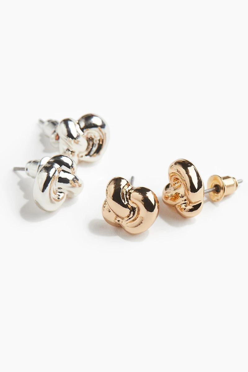 2 Pairs Knot-Look Earrings