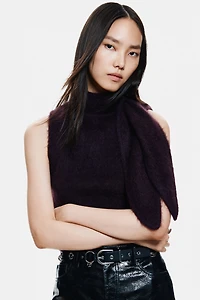 Mohair-Blend Scarf-Collar Top