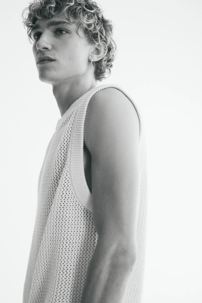 Regular-Fit Open-Knit Sweater Vest