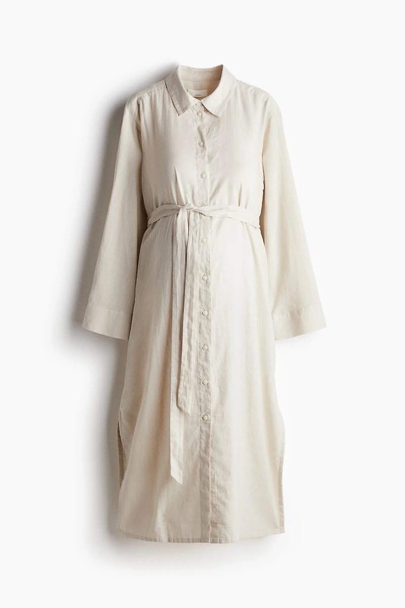 MAMA Linen-Blend Shirt Dress