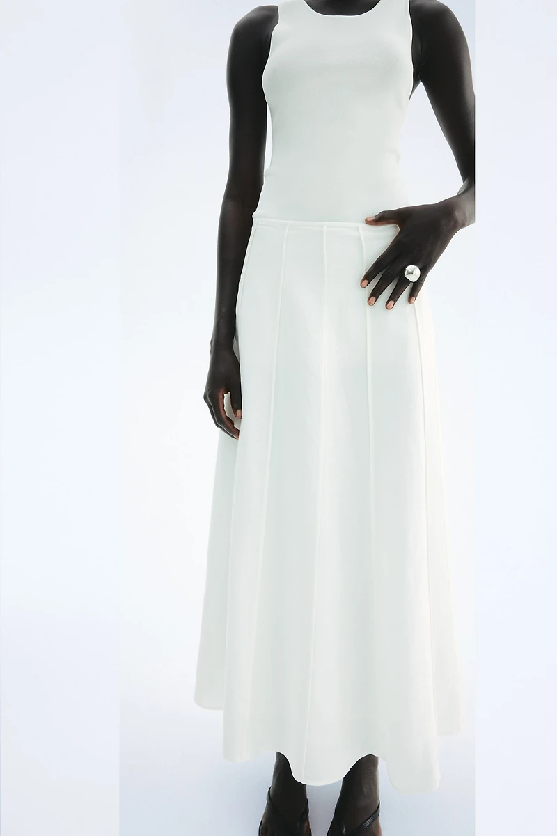 Flared Linen-Blend Skirt