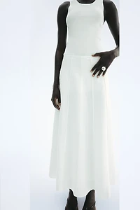 Flared Linen-Blend Skirt