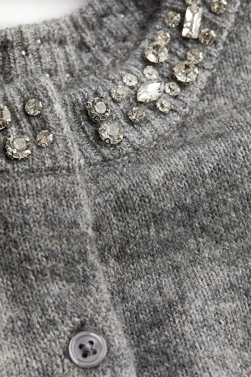 Rhinestone-Embellished Cardigan