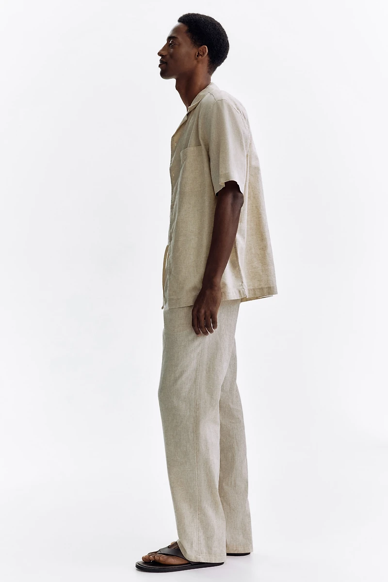 Regular-Fit Linen-Blend Pants