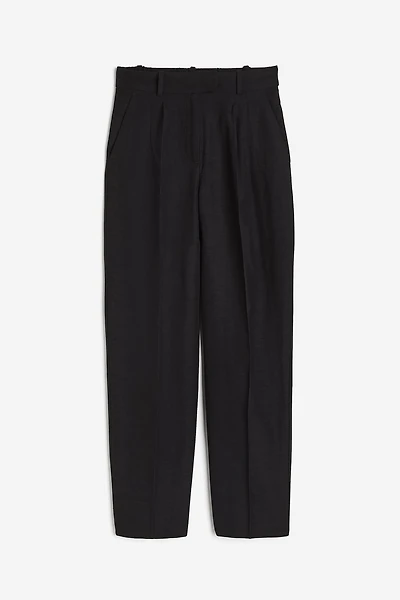 Tapered Linen-blend Pants