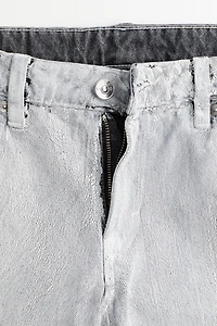 Crackled-Look Twill Pants