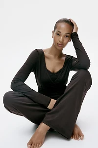 Flared Brushed Jersey Pants