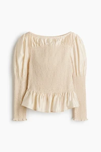 Blouse smockée en viscose mélangée