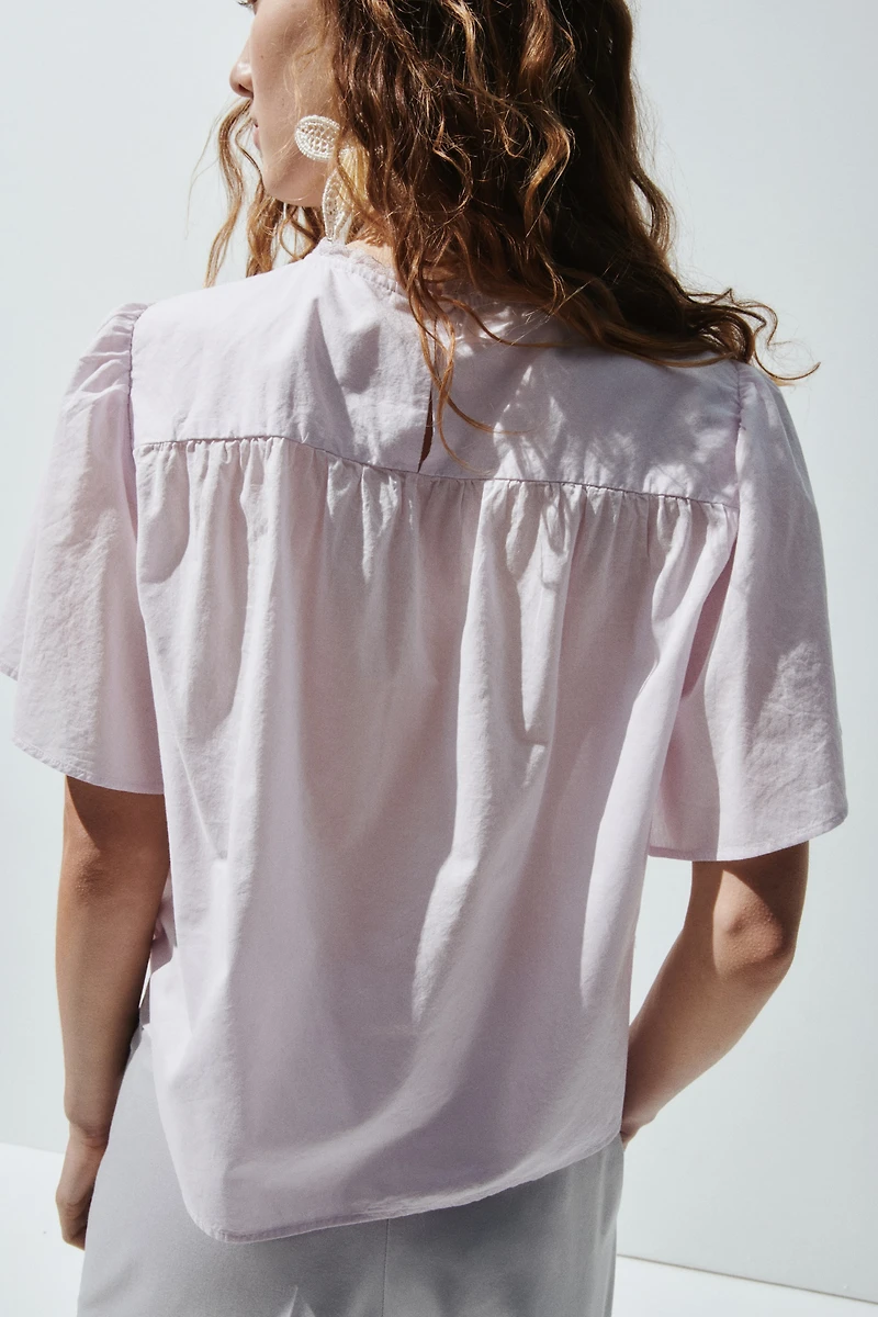 Cotton Blouse with Eyelet Embroidery