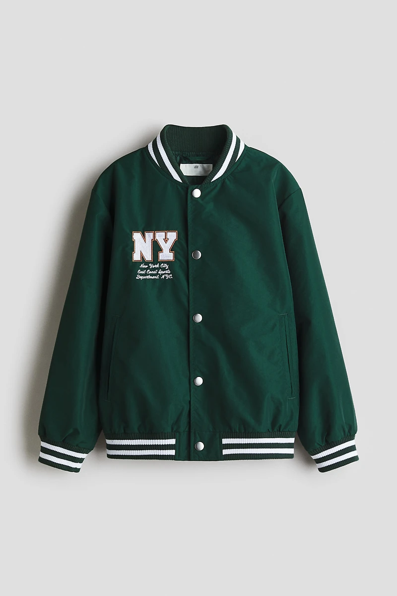 Motif-Detail Baseball Jacket