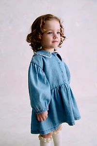 Denim Dress with Sailor Collar